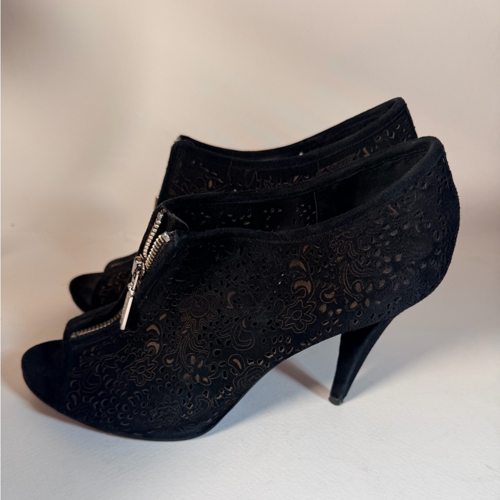 BCBGirls Black Peep-Toe Zipper Boots